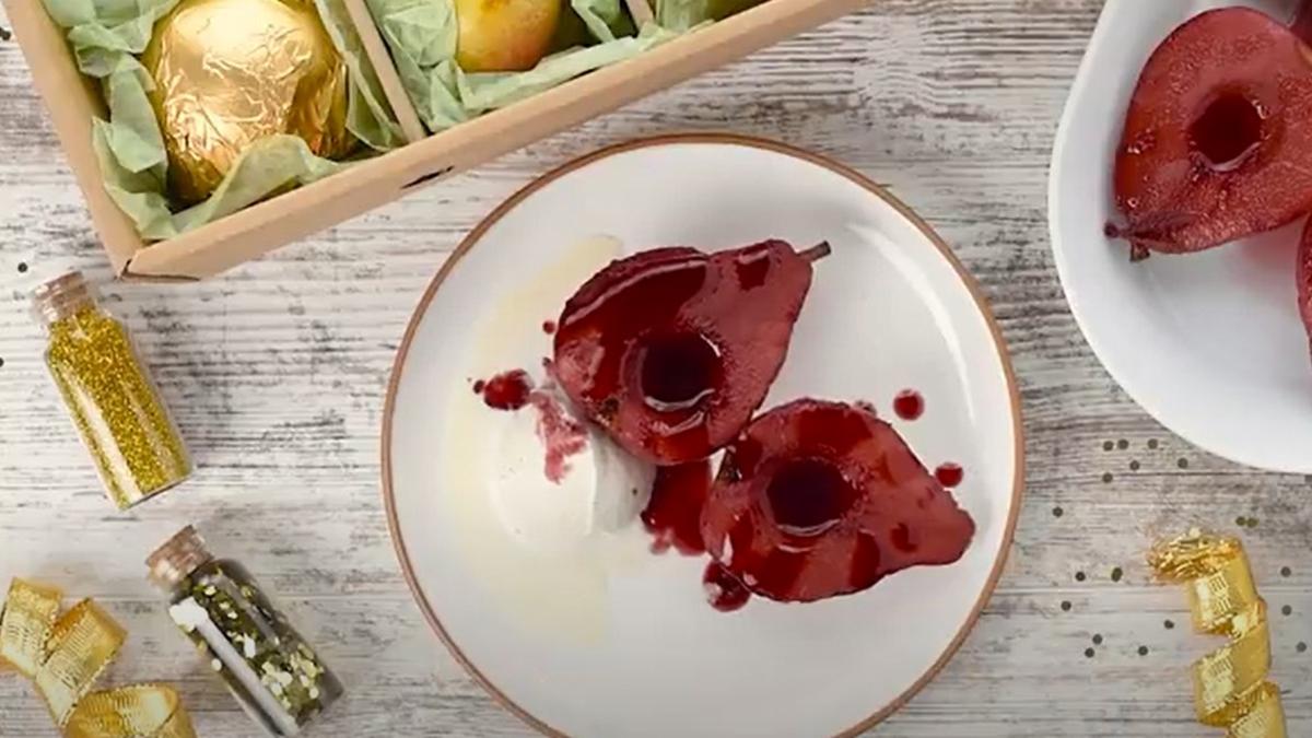 red wine poached pears x