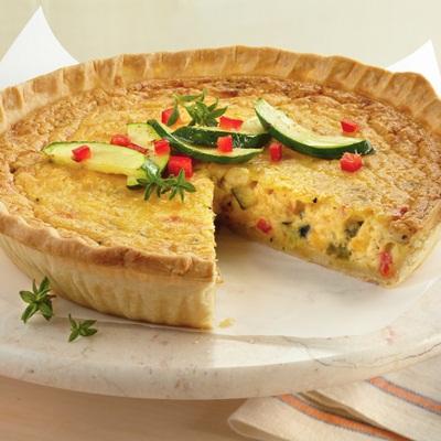 Article Cards Featured Image Caramelized Onion and Bacon Quiche with smoked Gouda cheese and Rogue Creamery® Mount Mazama white cheddar cheese.