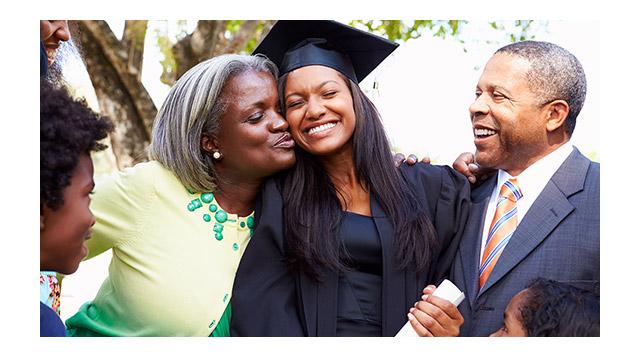 Photo of family celebrating graduation