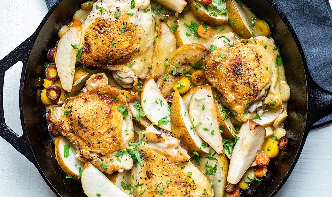 Braised Chicken Thighs With Pears