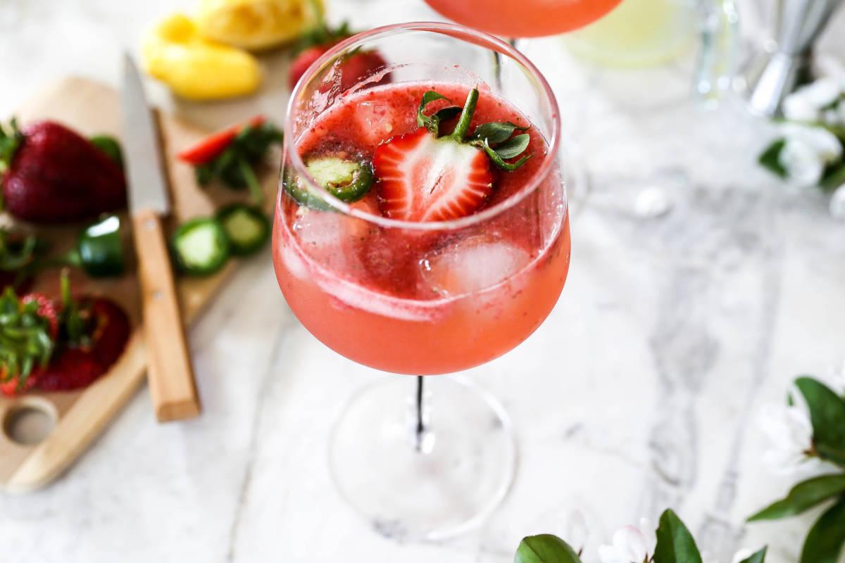 Strawberry Cocktail with Jalapeño and Lemon